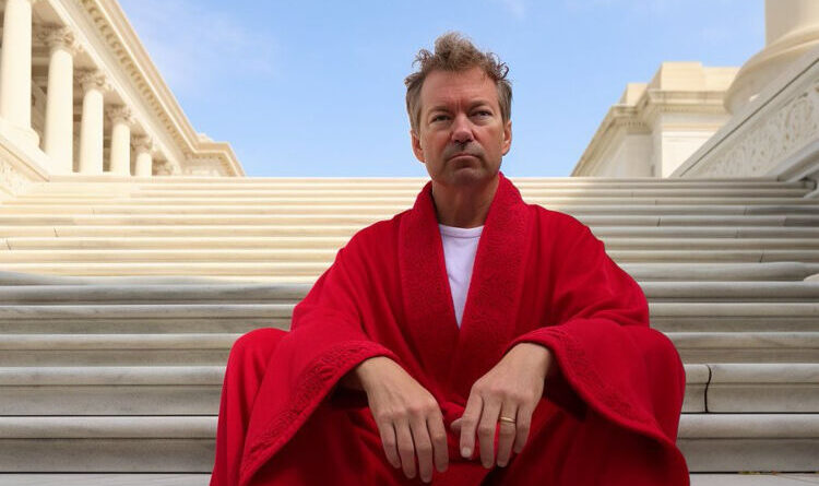 Photos: Did Senator Rand Paul Show Up to Work at the Capitol Barefoot, Wearing a Red Bathrobe, After the Senate Changed the Dress Code to Accommodate John Fetterman?